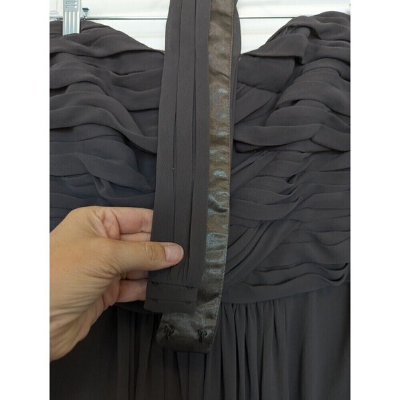 MONIQUE LHULLIER Dress Womens Size 10 Slate Gray Halter Strapless Ruched Maxi - Picture 5 of 12